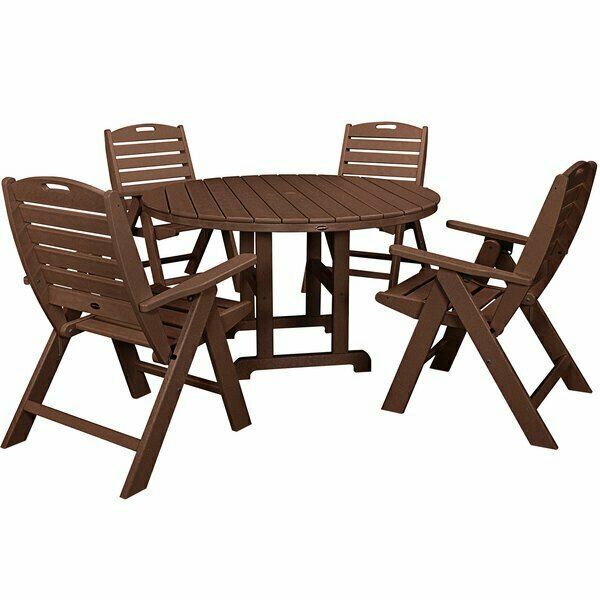 Polywood Nautical 5-Piece Mahogany Dining Set with 4 Folding Chairs 633PWS2601MA